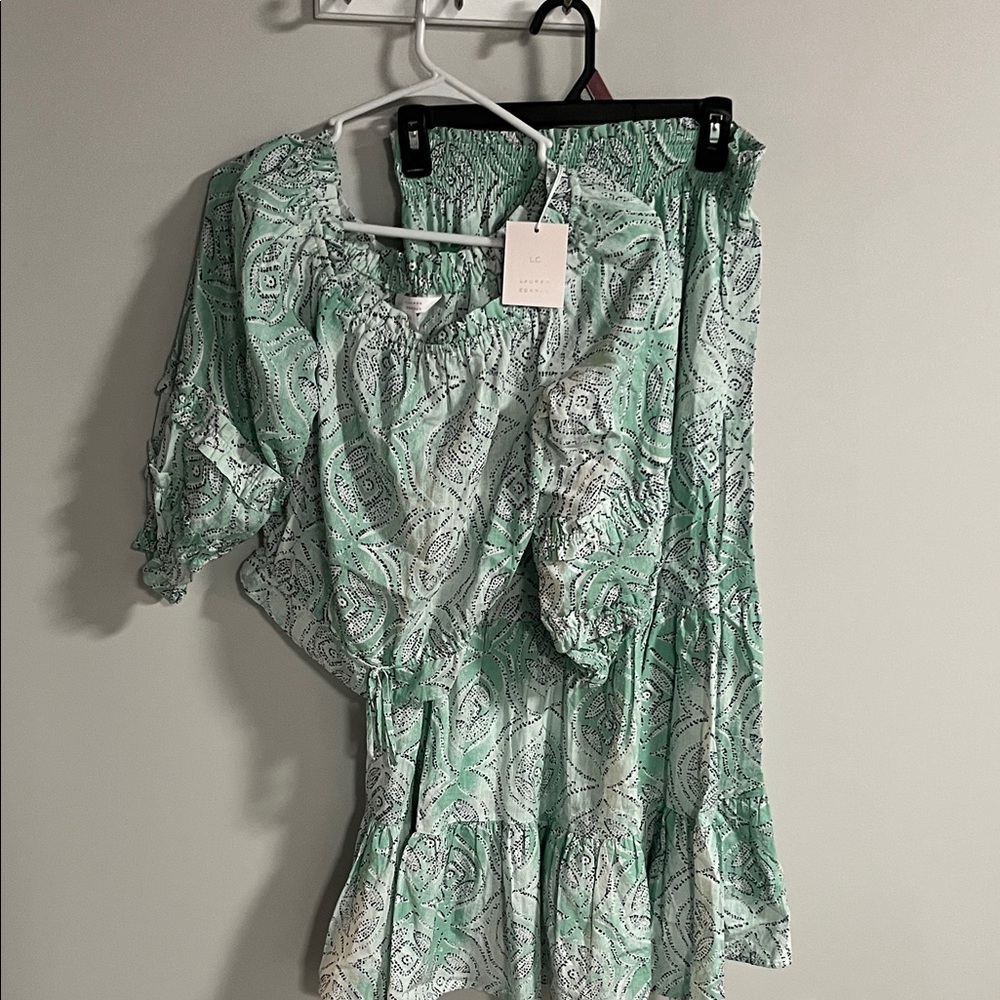 LC Lauren Conrad Mint Paisley Top and Skirt